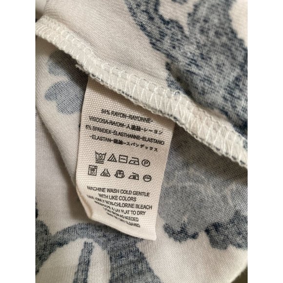 Free People Cream & Blue Floral Glenside Single Strap Open Back Oversize Peplum - Picture 4 of 5